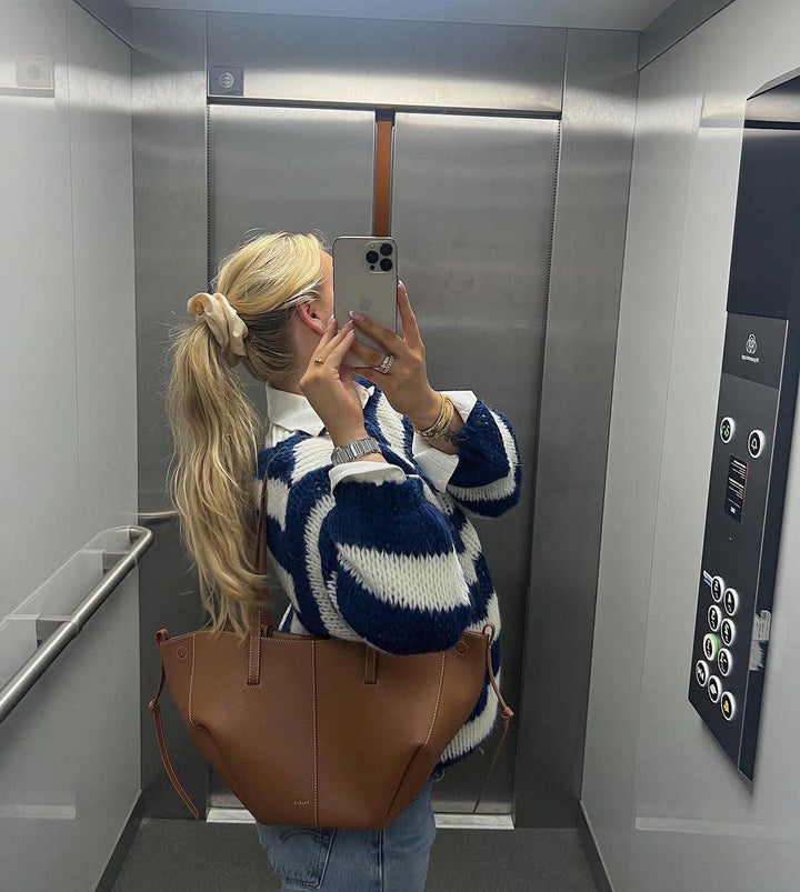 Oversized Striped Knit Sweater With Cozy Luxe Appeal For Women