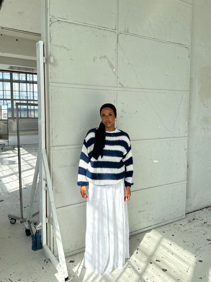 Oversized Striped Knit Sweater With Cozy Luxe Appeal For Women