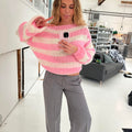 Oversized Striped Knit Sweater With Cozy Luxe Appeal For Women