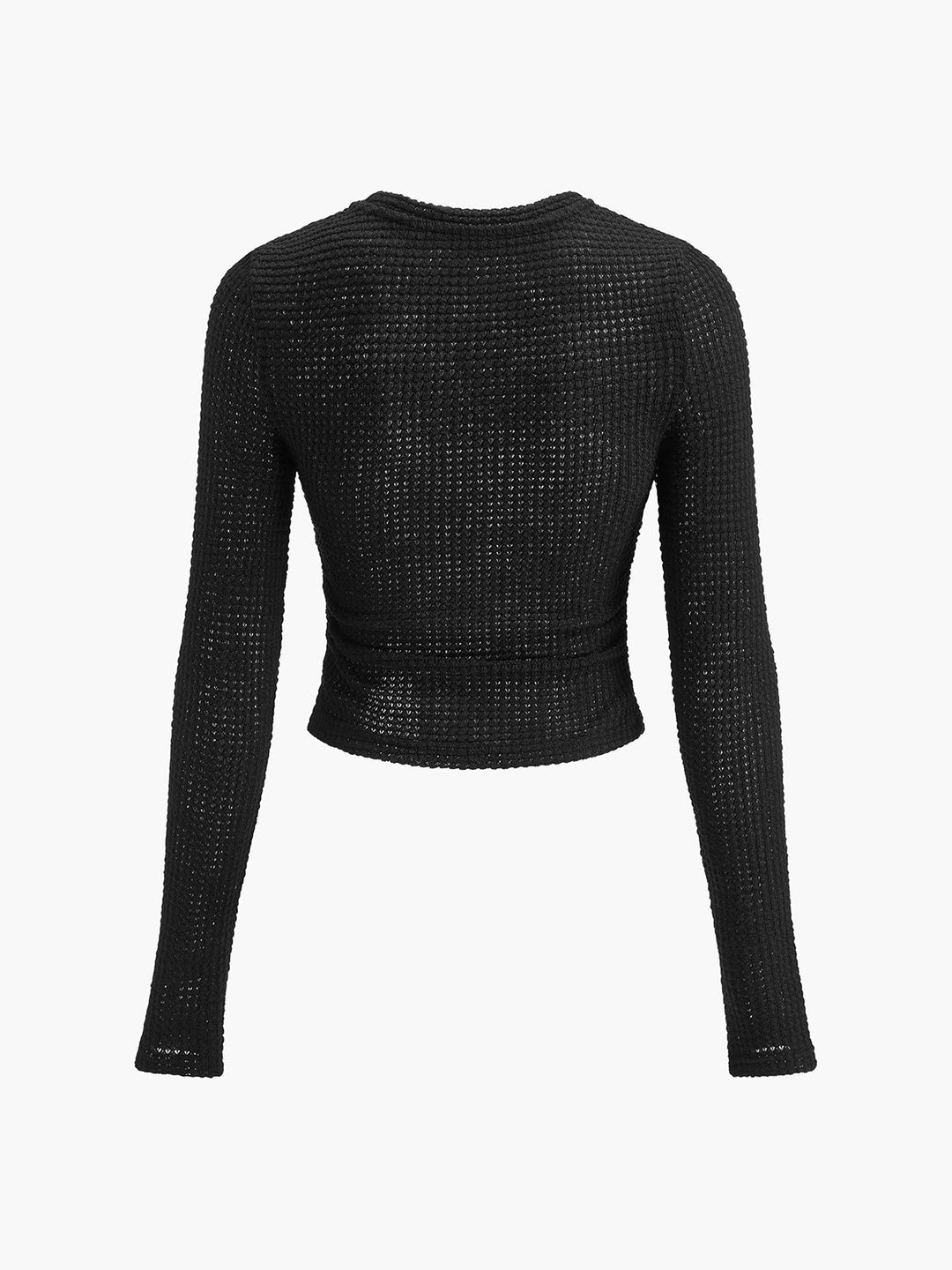 Women's Long Sleeve Tops with Waffle Knit | Crew Neck