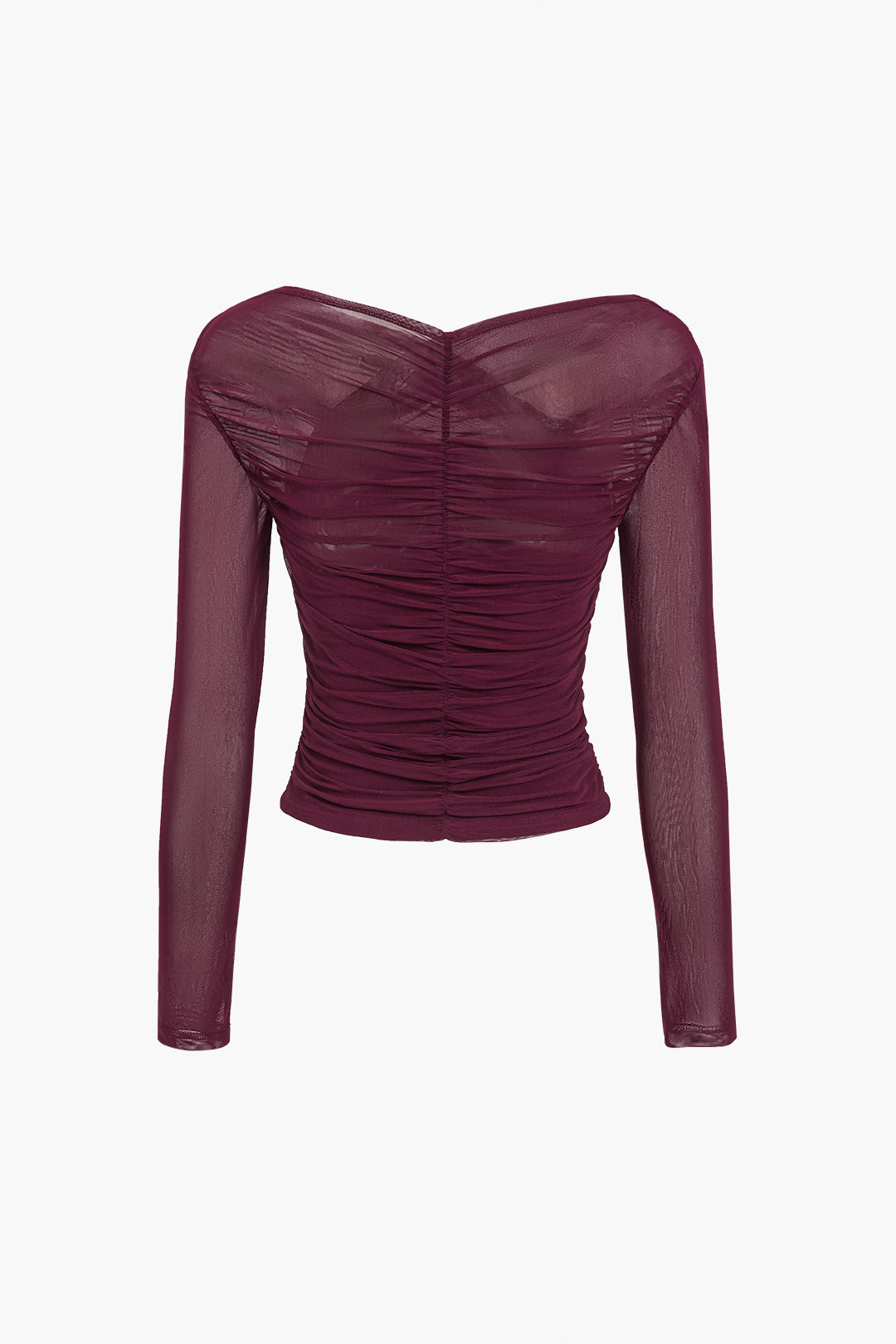 Ruched Wrap Mesh Top For Women