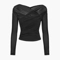 Ruched Wrap Mesh Top For Women