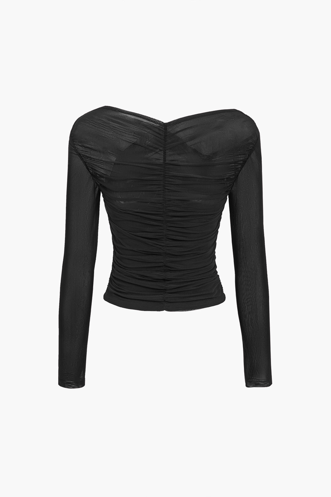 Ruched Wrap Mesh Top For Women