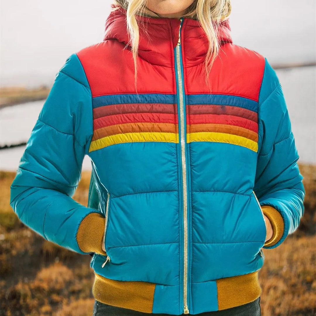 Retro Hooded Puffer Jacket For Women
