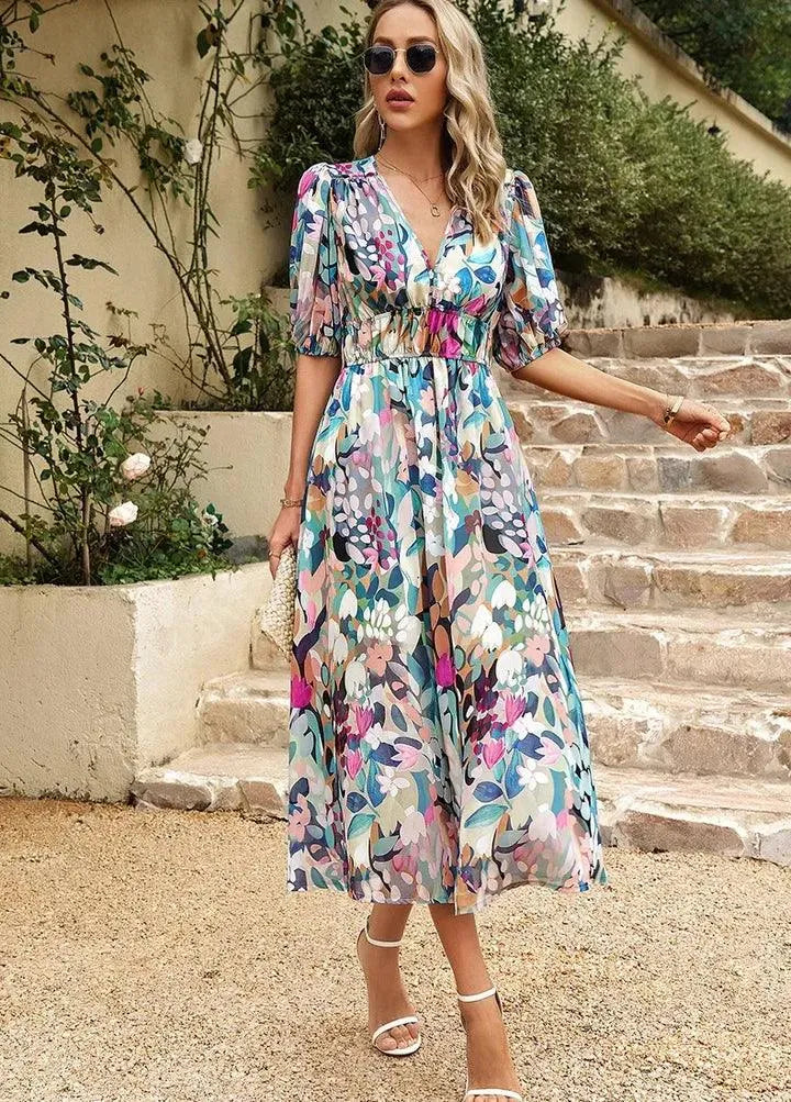 Women's Races Dresses Floral Midi V-Neck | Party