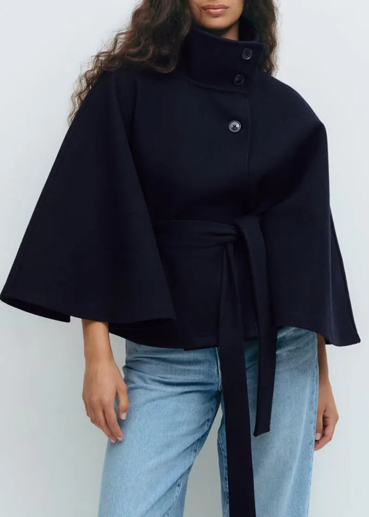 Belted Cape Coat For Women