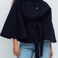 Belted Cape Coat For Women