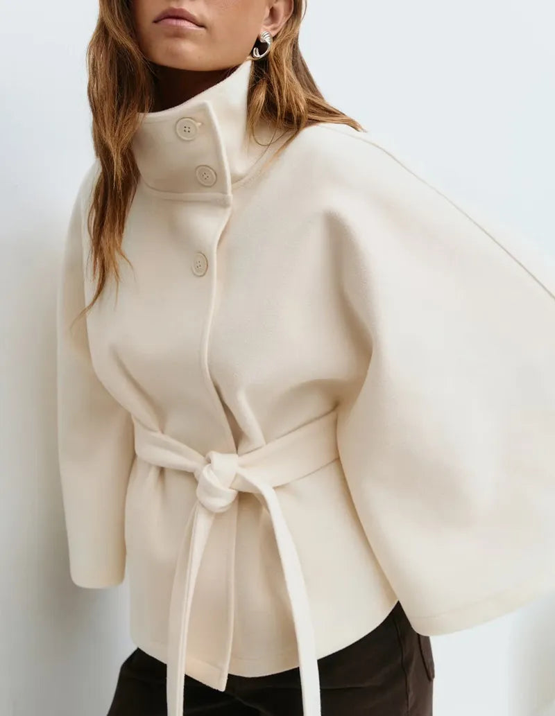 Belted Cape Coat For Women