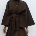Belted Cape Coat For Women