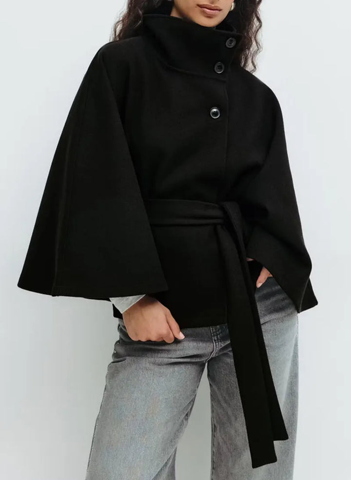 Belted Cape Coat For Women