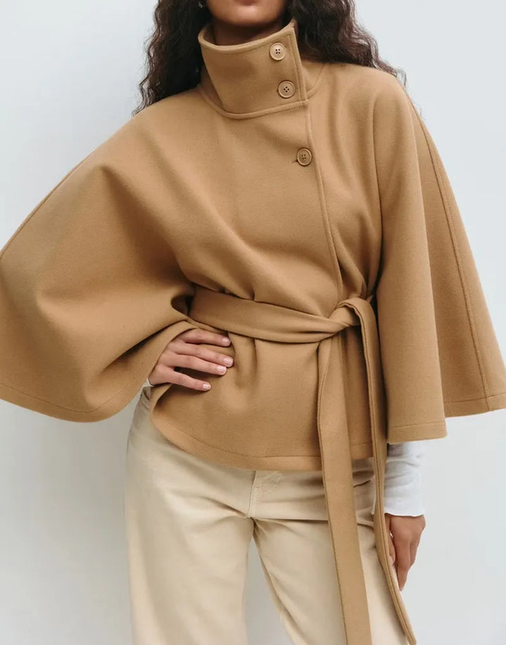 Belted Cape Coat For Women