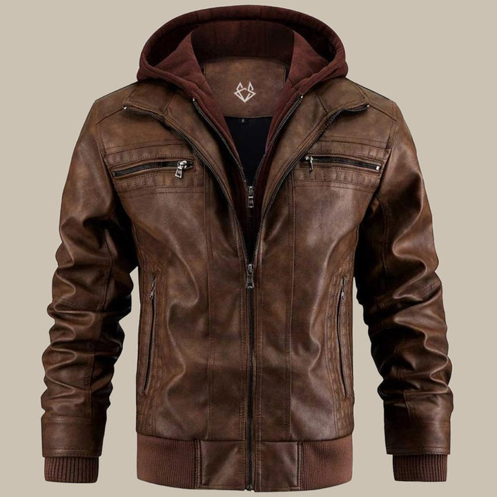 Premium Hooded Leather Jacket For Men
