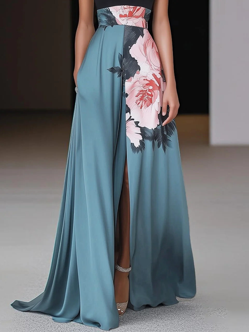 Fall Wedding Guest A -Line Maxi Dress