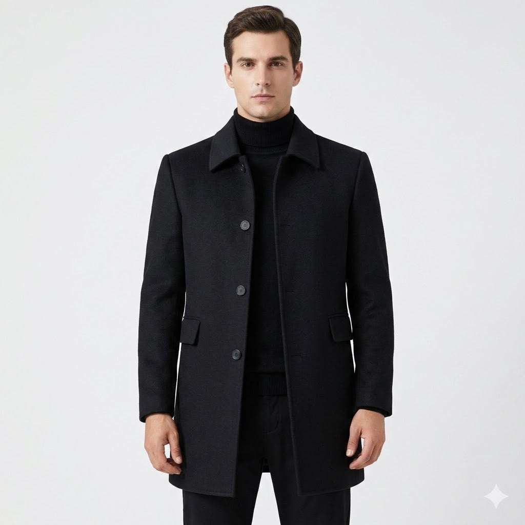 Classic Wool Overcoat For Men