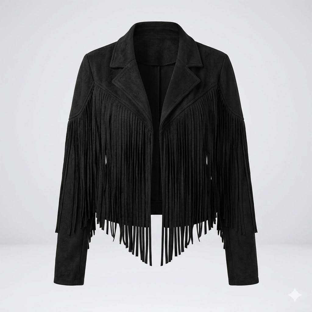 Fringe Leather Jacket For Women