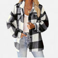 Plush Checkered Sherpa Jacket For Women