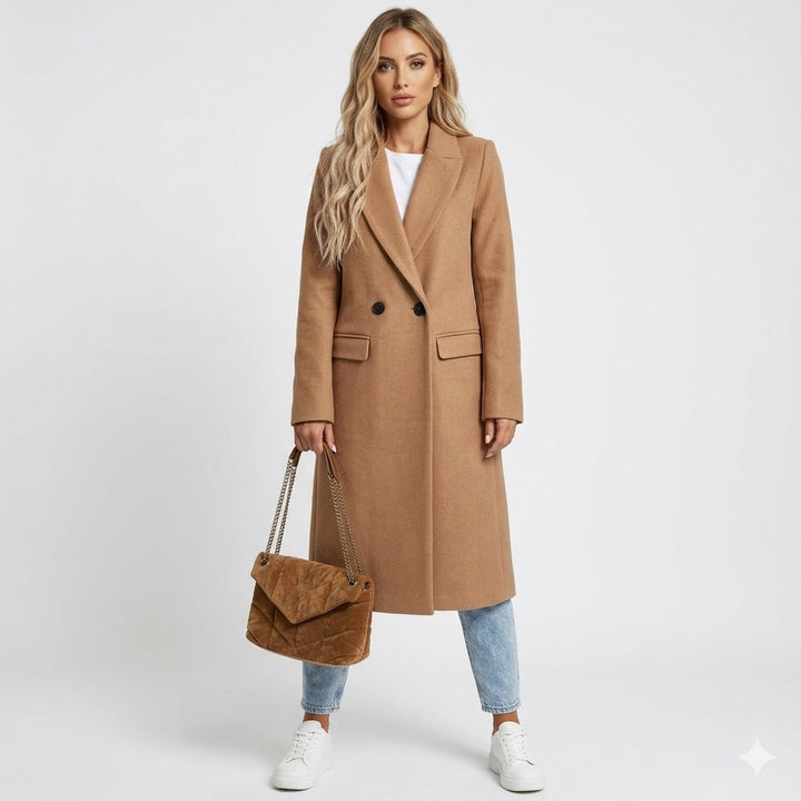 Elegant Wool Blend Long Coat For Women