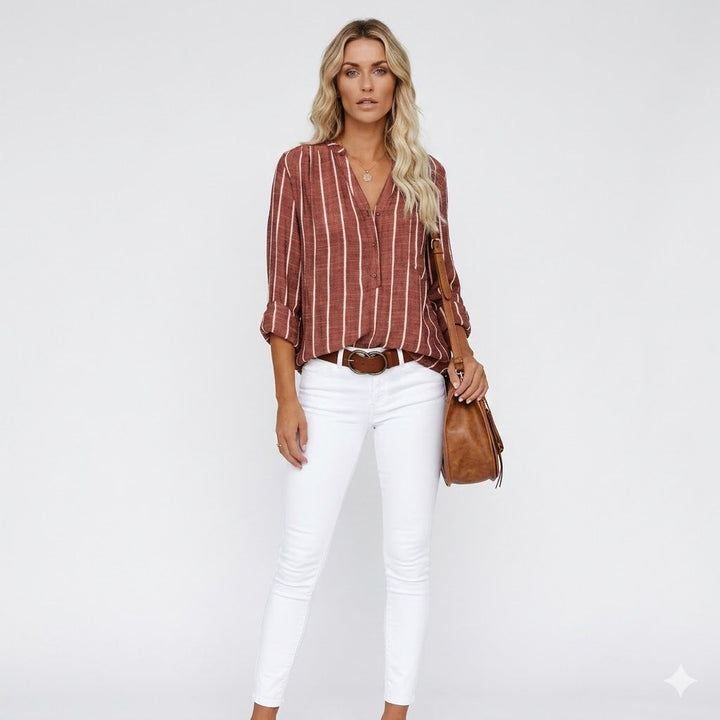 Striped Casual Blouse For Women