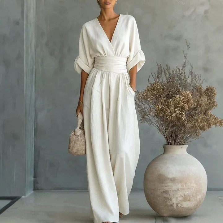 Wide-Leg Linen Jumpsuit For Women