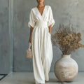 Wide-Leg Linen Jumpsuit For Women