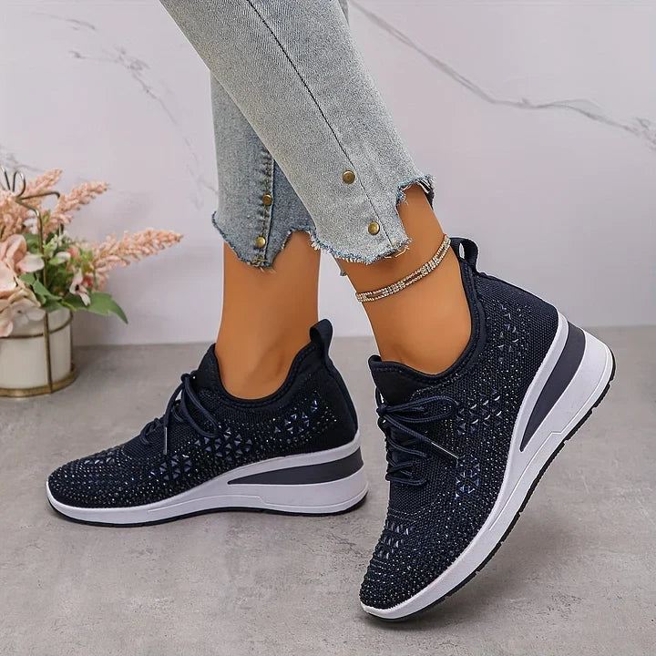 Rhinestone Platform Sneakers For Women