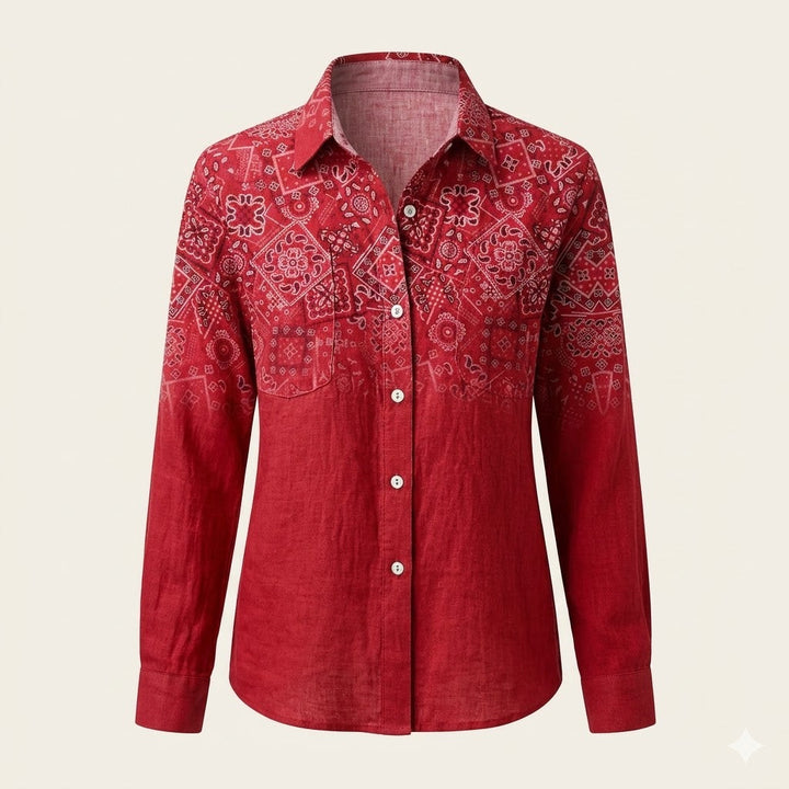 Vintage Bohemian Printed Button Shirt For Women