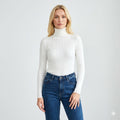 Ribbed Turtleneck Knit Top For Women