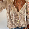 Chic Boho Blouse Featuring a Cutout Neckline