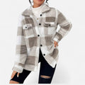 Plush Checkered Sherpa Jacket For Women