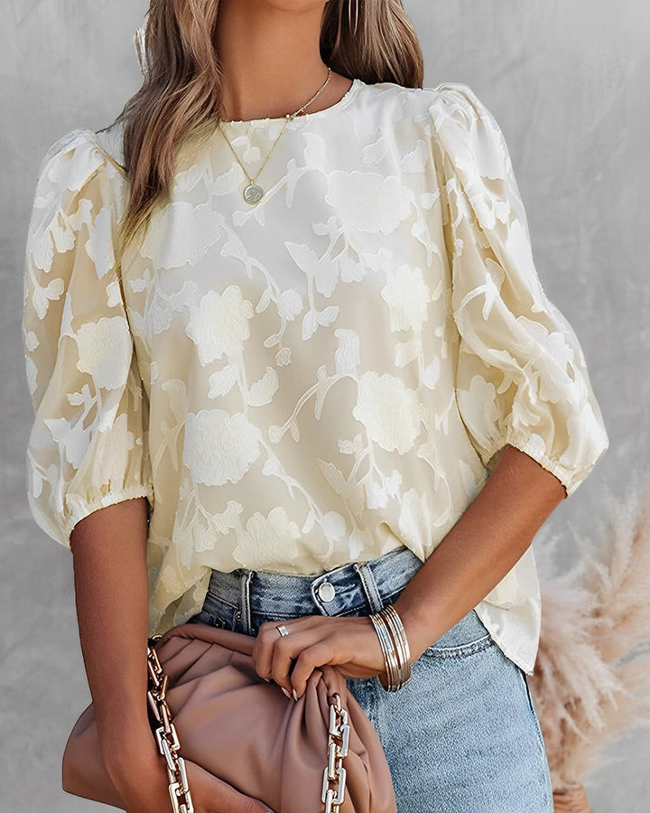 Floral Puff Sleeve Blouse For Women