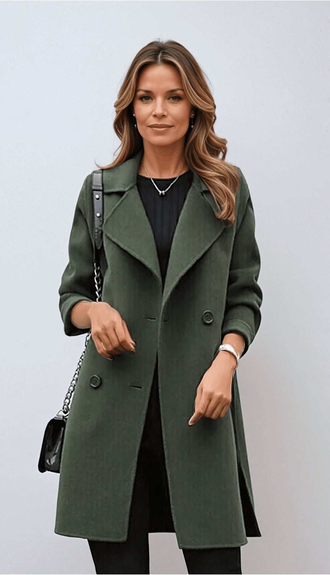 Women's Double Breasted Mid-Length Coat