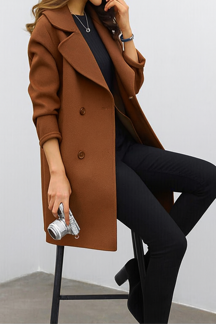 Women's Double Breasted Mid-Length Coat