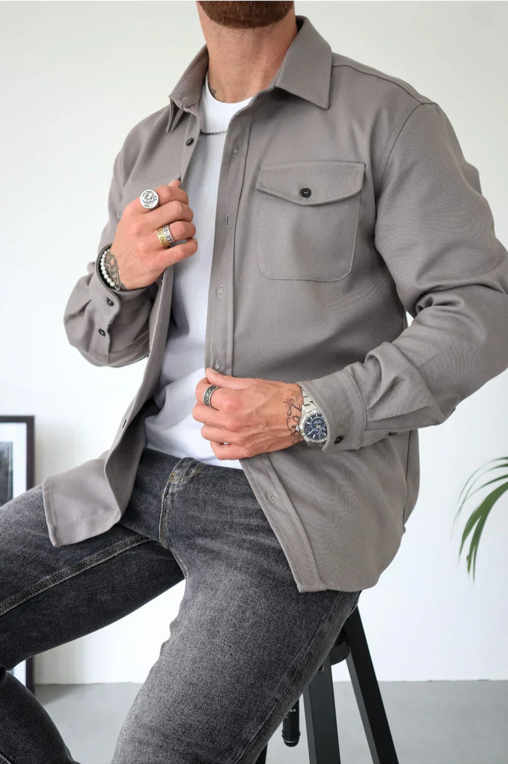 Men's Long Sleeve Shirt Jacket