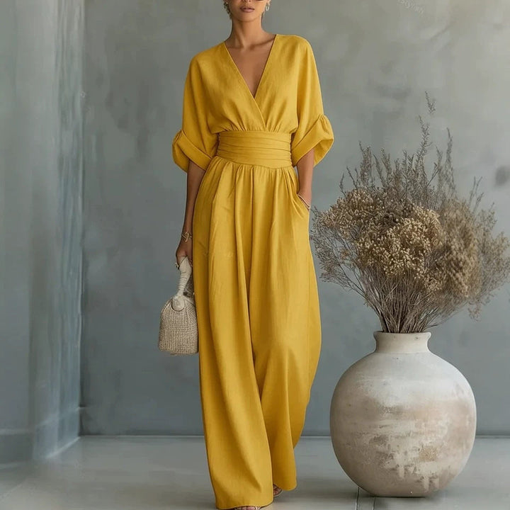 Wide-Leg Linen Jumpsuit For Women