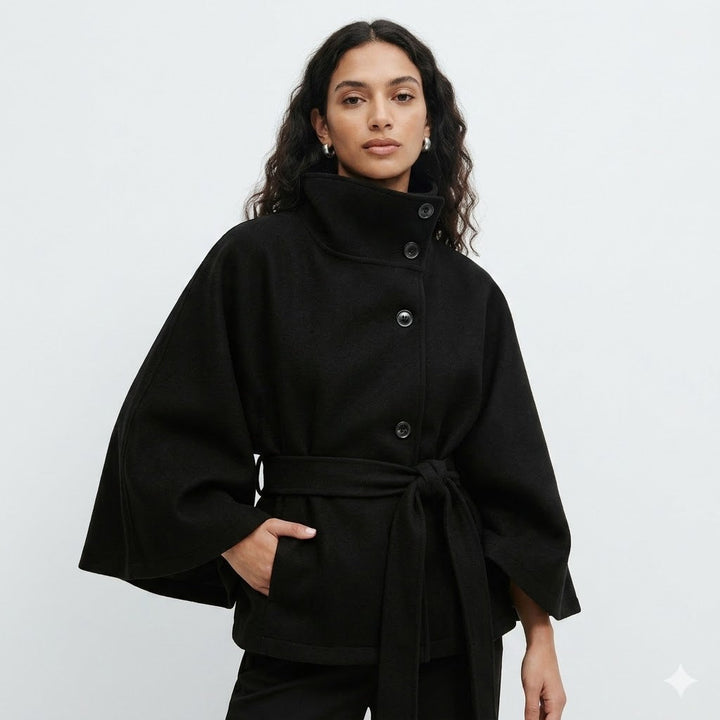 Belted Cape Coat For Women