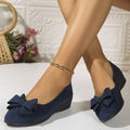 Women's Wedge Ballet Flats Bow Detail Suede Slip On Shoes