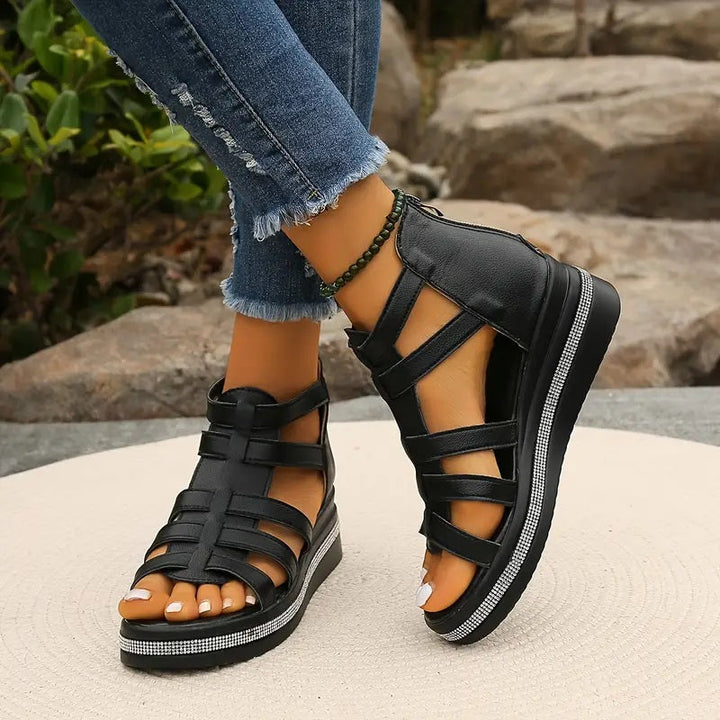 Comfort Sandals with Rhinestone Decoration