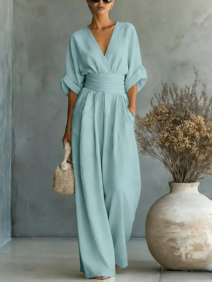 Wide-Leg Linen Jumpsuit For Women