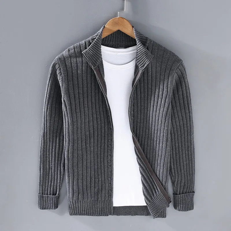 Shetland Wool Zip Cardigan For Men