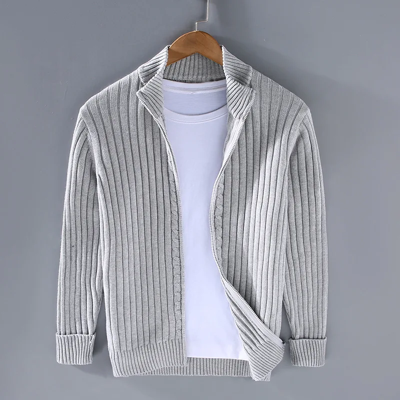 Shetland Wool Zip Cardigan For Men
