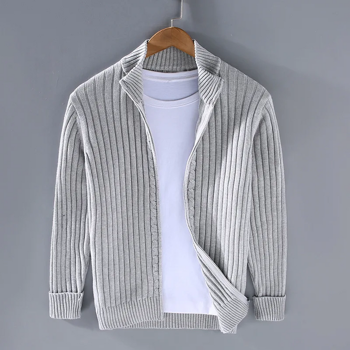 Shetland Wool Zip Cardigan For Men
