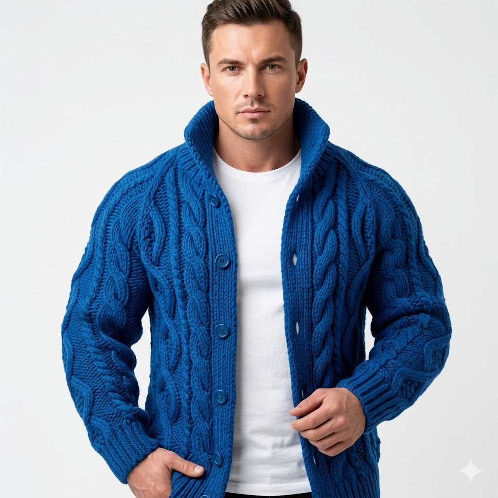 Chunky Knit Zip Cardigan For Men