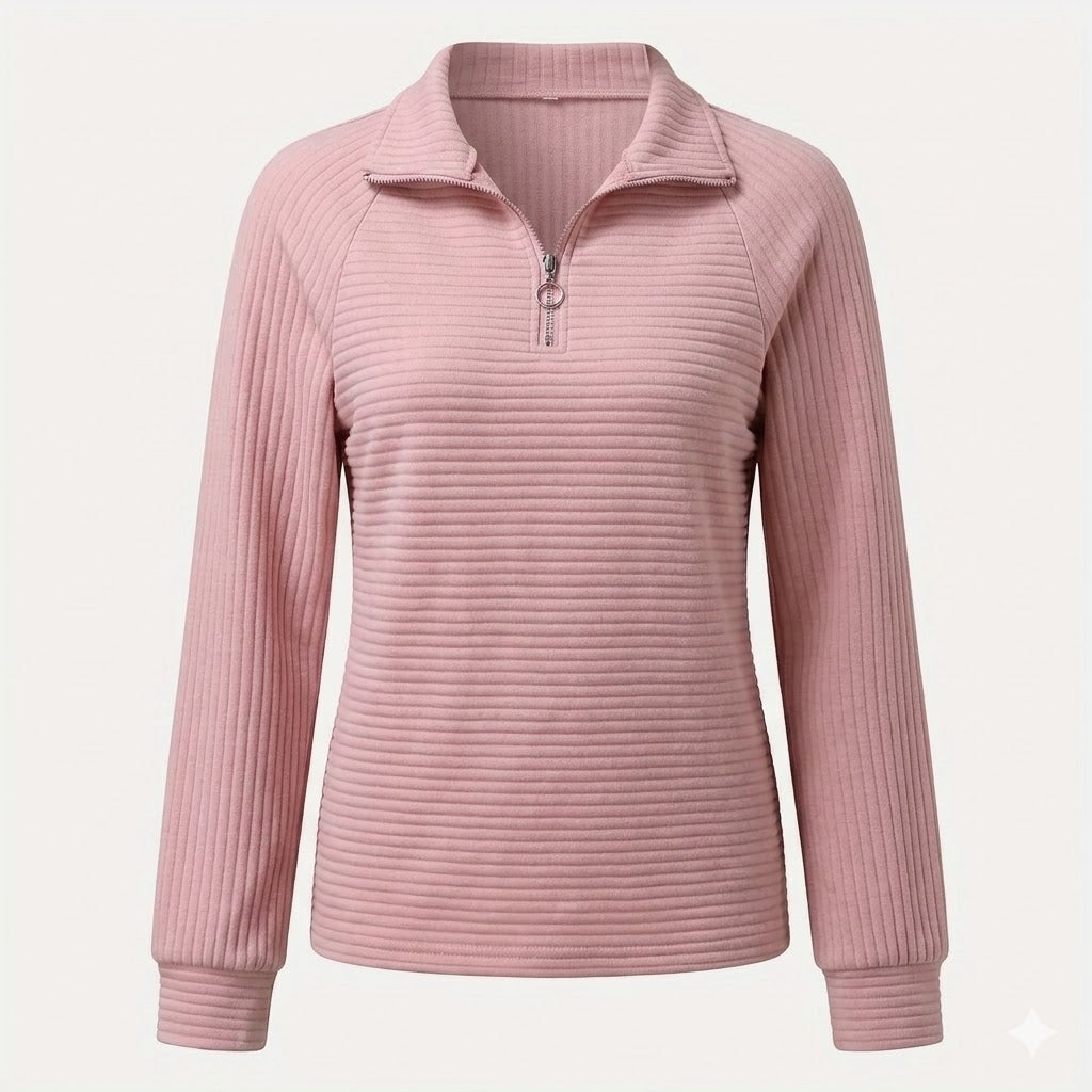 Ribbed Knit Long Sleeve Top For Women