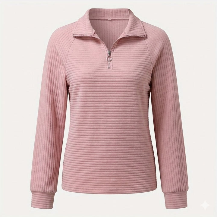 Ribbed Knit Long Sleeve Top For Women