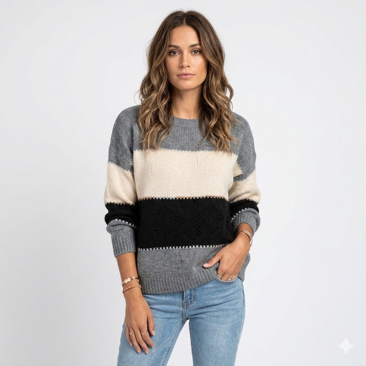 Colour Block Knit Sweater For Women
