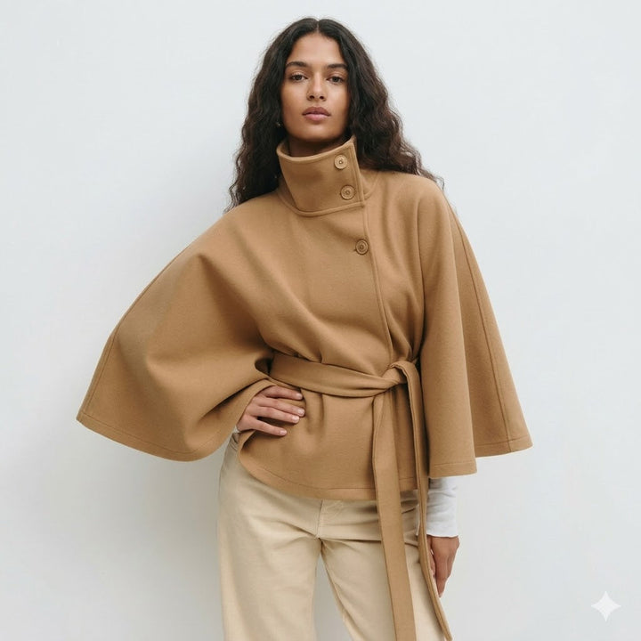 Belted Cape Coat For Women