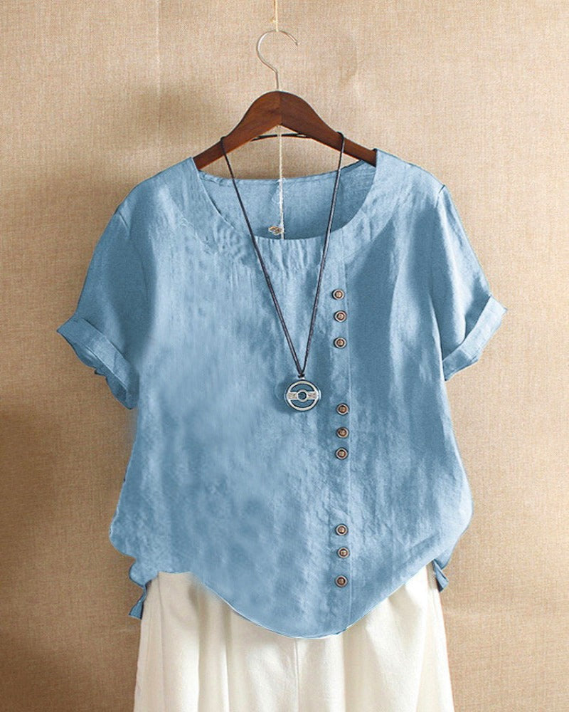 Effortless Button Detail Summer Blouse