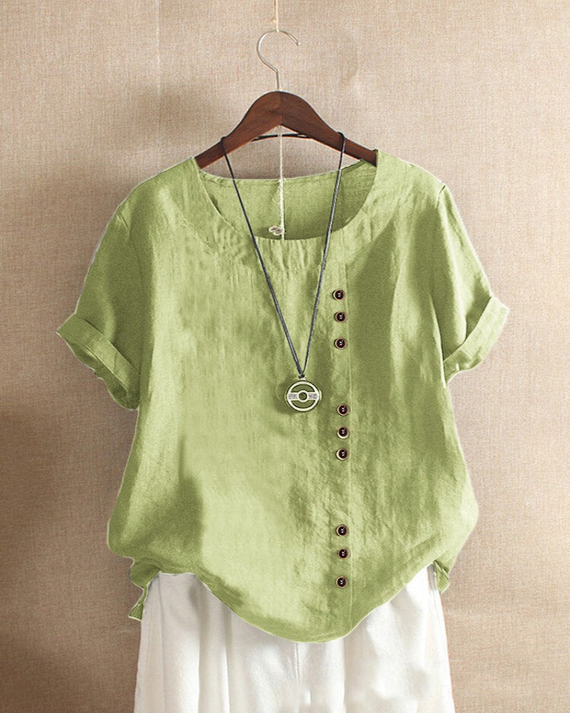Effortless Button Detail Summer Blouse