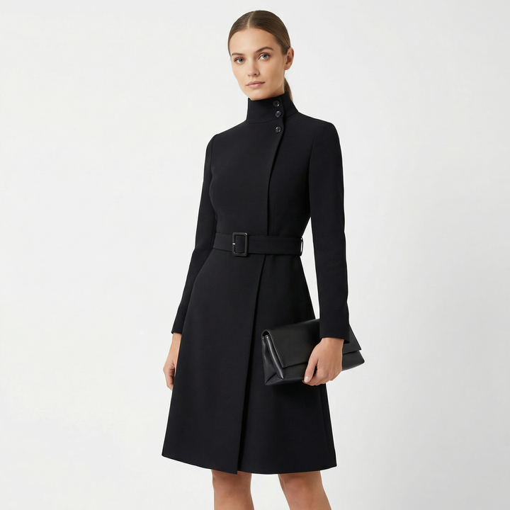 Elegant Belted Midi Dress For Women