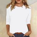Women's Round Neck 3/4 Sleeve Casual Top Plain